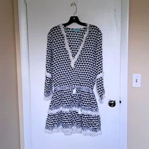 Melissa ODabash Cladia print cotton cover up dress nice lightweight cotton M